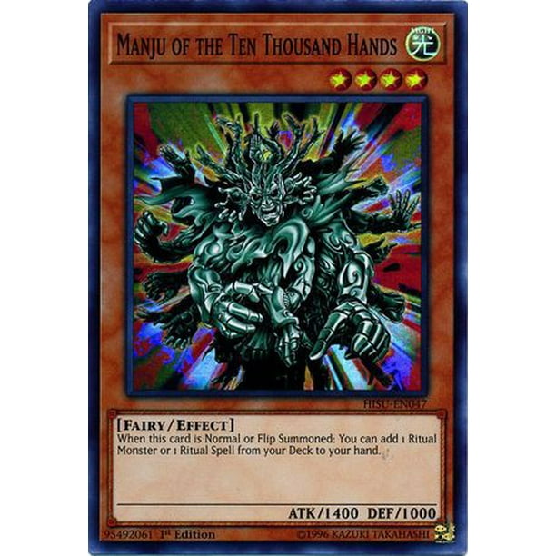3x HISU-EN047 Manju of the Ten Thousand Hands Super Rare 1st Edition NM YuGiOh 3x HISU-EN047 Manju of the Ten Thousand Hands Super Rare 1st Edition NM YuGiOh